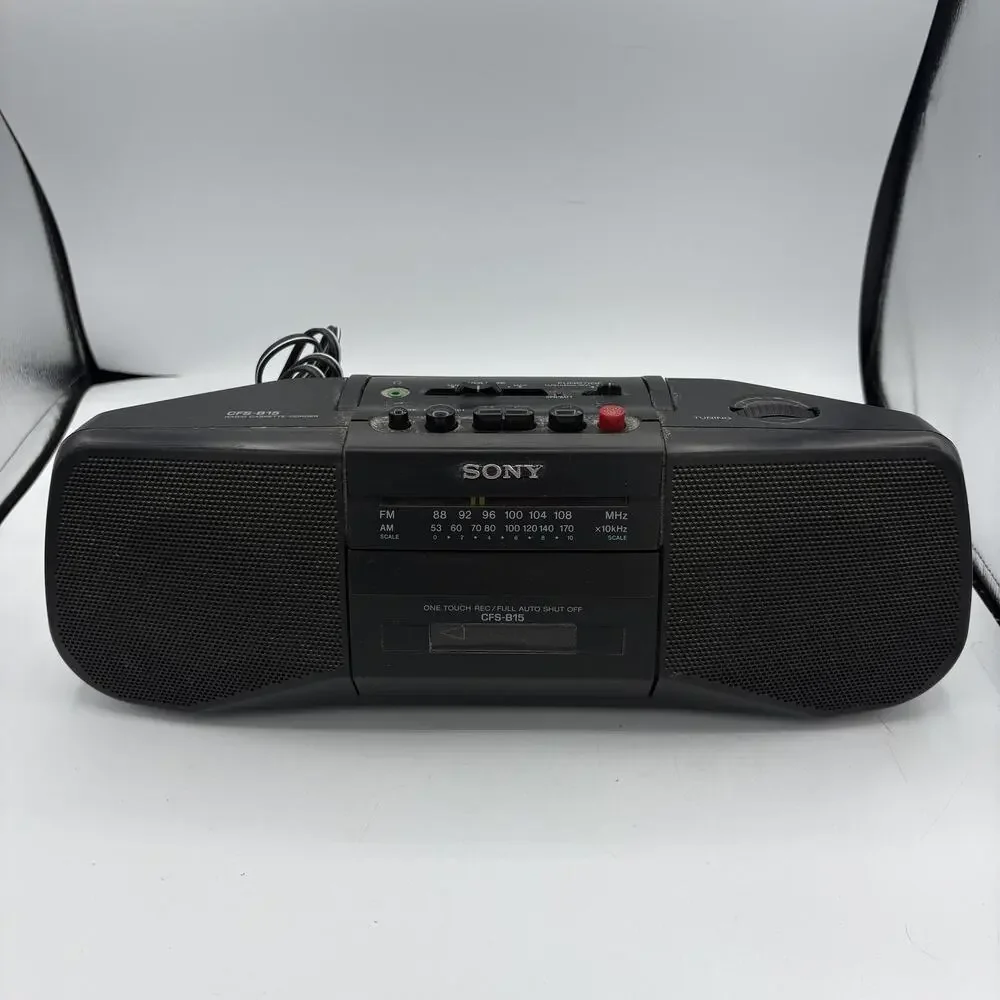 Vintage Sony CFS-B15 Radio Cassette Recorder Boombox Black FM AM‎ Tape Player